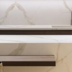 Laminam Calacatta Oro Venato Book Match porselen tezgah, uygulama görseli 2