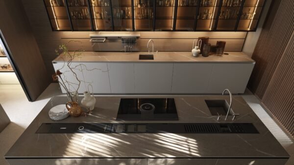 Laminam Pietra Piasentina Taupe porselen tezgah, uygulama görseli 2