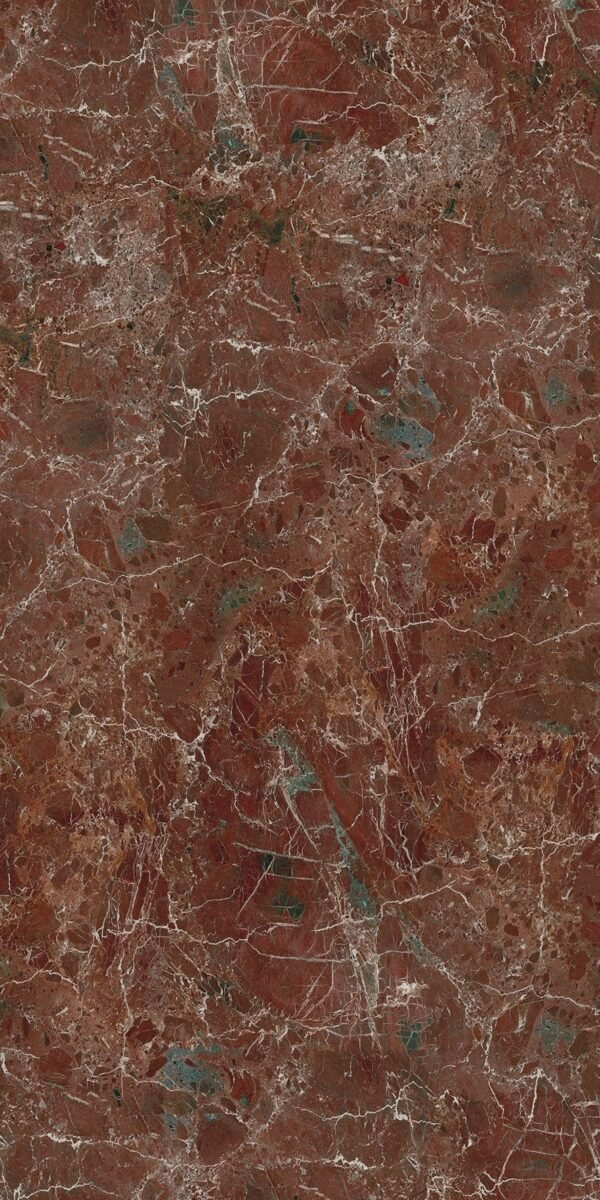 Laminam Rosso Lepanto Book Match porselen tezgah dokusu