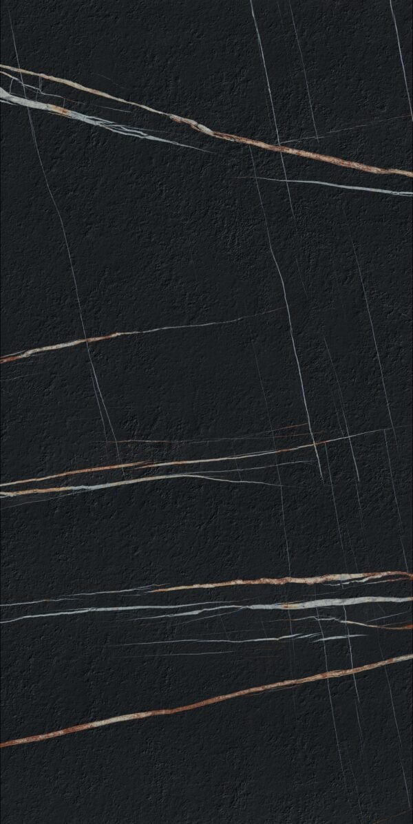 Laminam Sahara Noir Extra Book Match porselen tezgah dokusu
